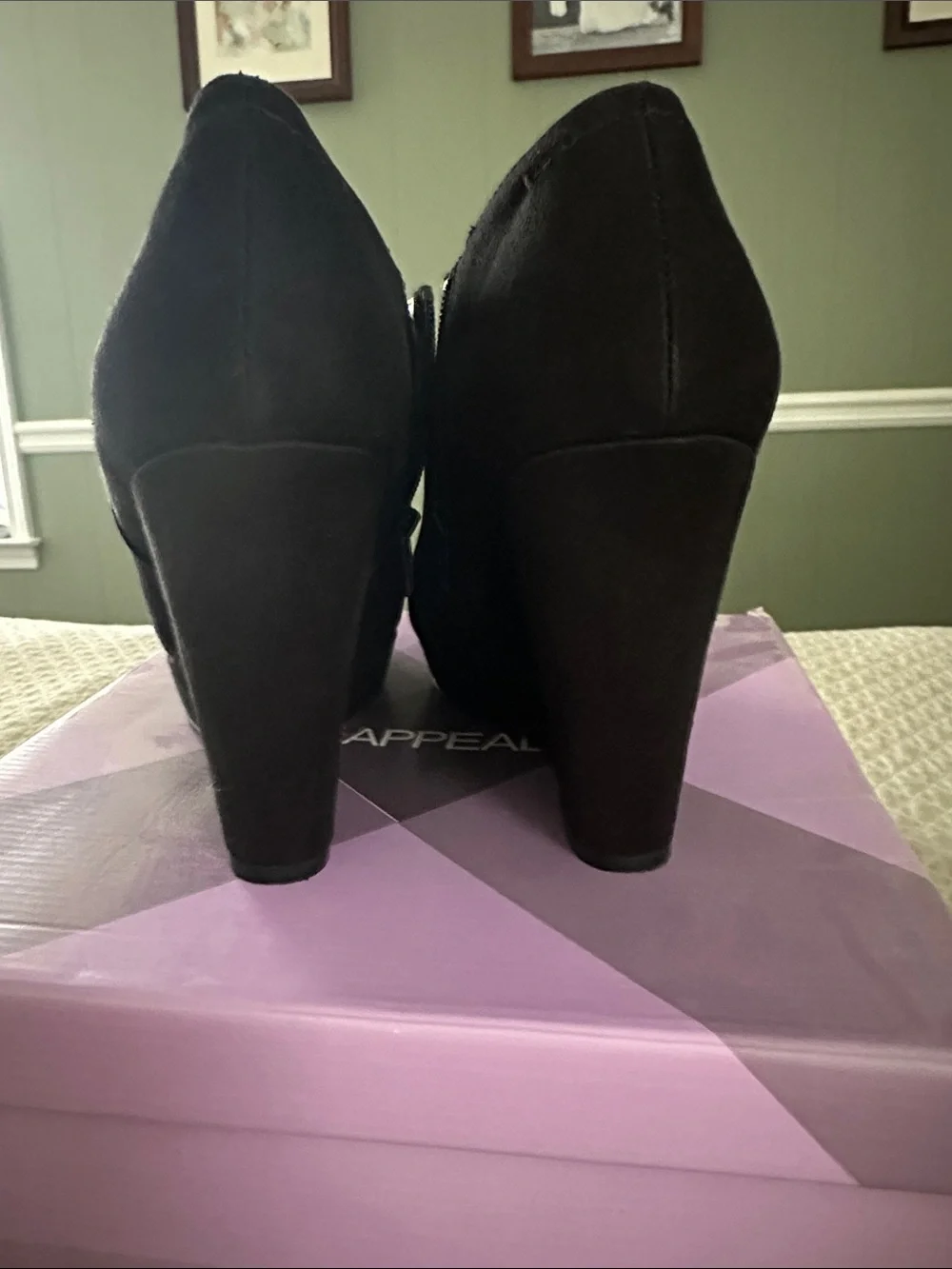 Xappeal Black Suede Wedge Booties